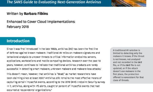 An Evaluator’s Guide to Cloud-Based NGAV The SANS Guide to Evaluating Next-Generation Antivirus