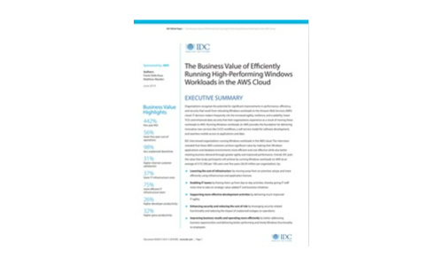 The Business Value of Efficiently Running High-Performing Windows Workloads in the AWS Cloud