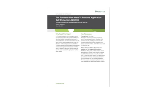 The Forrester New Wave™: Runtime Application Self-Protection, Q1 2018